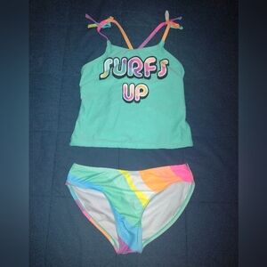 Shelloha Girl's Rainbow "Surf's Up" Bikini Size 8